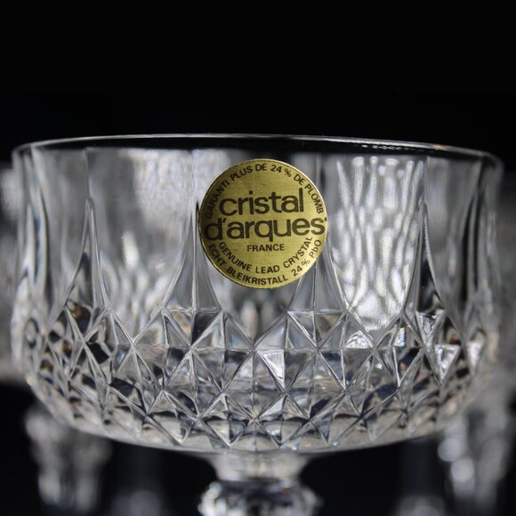 Five 24% Lead Crystal Longchamp Coupe Champagne Stemware by cristal d'arques - Picture 4 of 5